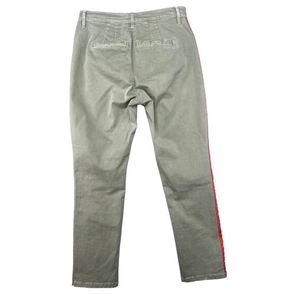 Frame Womens Olive Green Pants With Red & White Side Stripe Size 27 - Picture 14 of 15